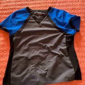 XL Gray/Black/Blue Sanibel Scrub Top